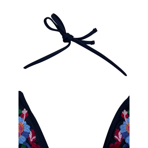 La Blanca Women’s Black Floral Embroidered Halter Swimsuit One-Piece Sz 12 - New - Picture 6 of 10